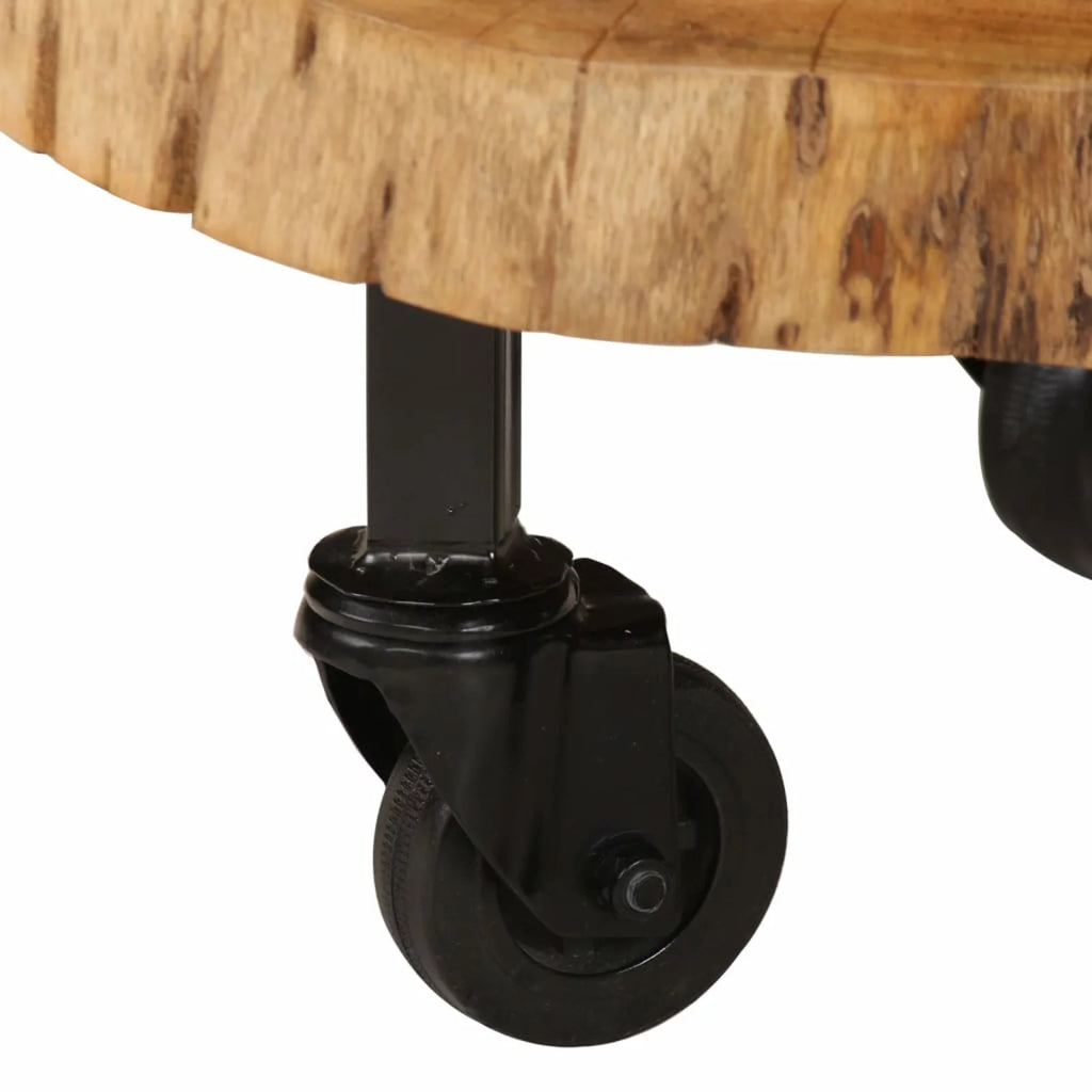 Wooden Coffee Table with Wheels Acacia Wood 23.6 x 21.7 x 9.8 Inches V810541