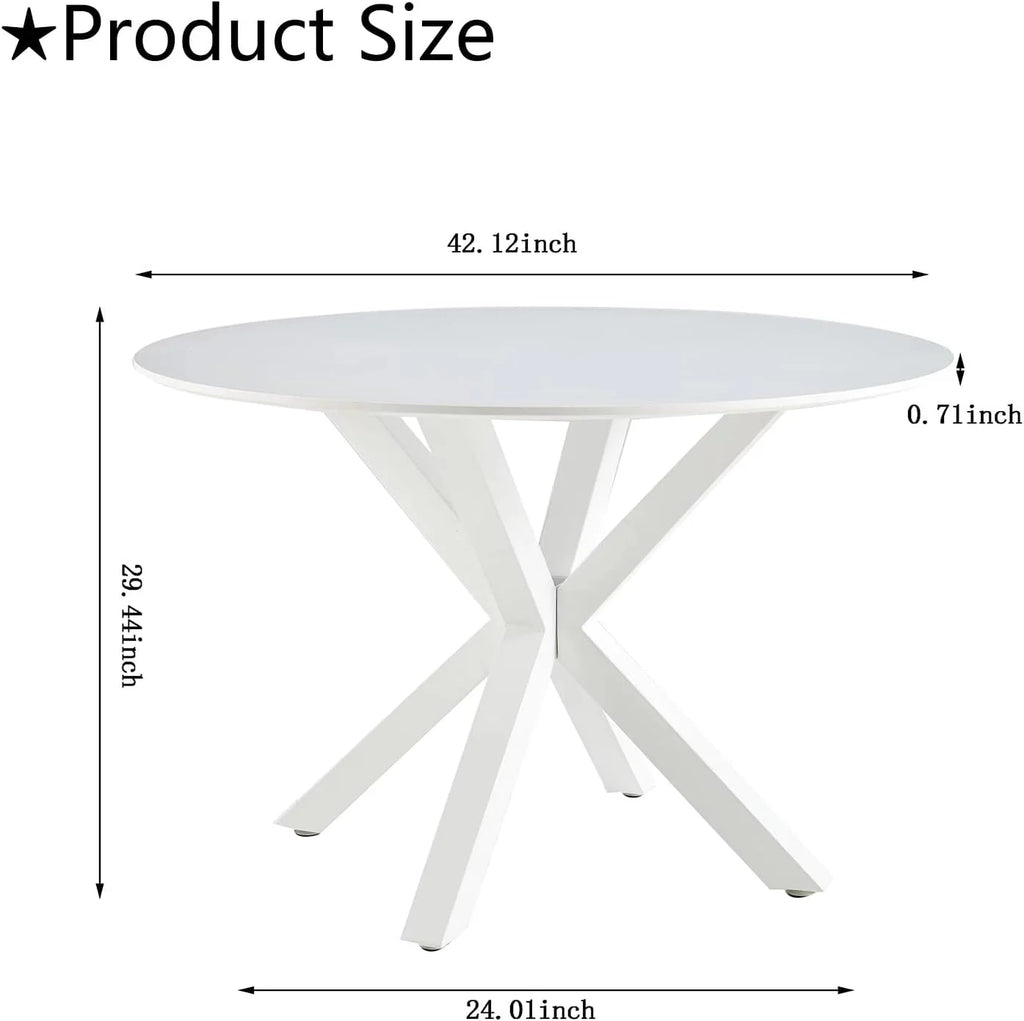 5 Piece White Round Dining Table Set L908