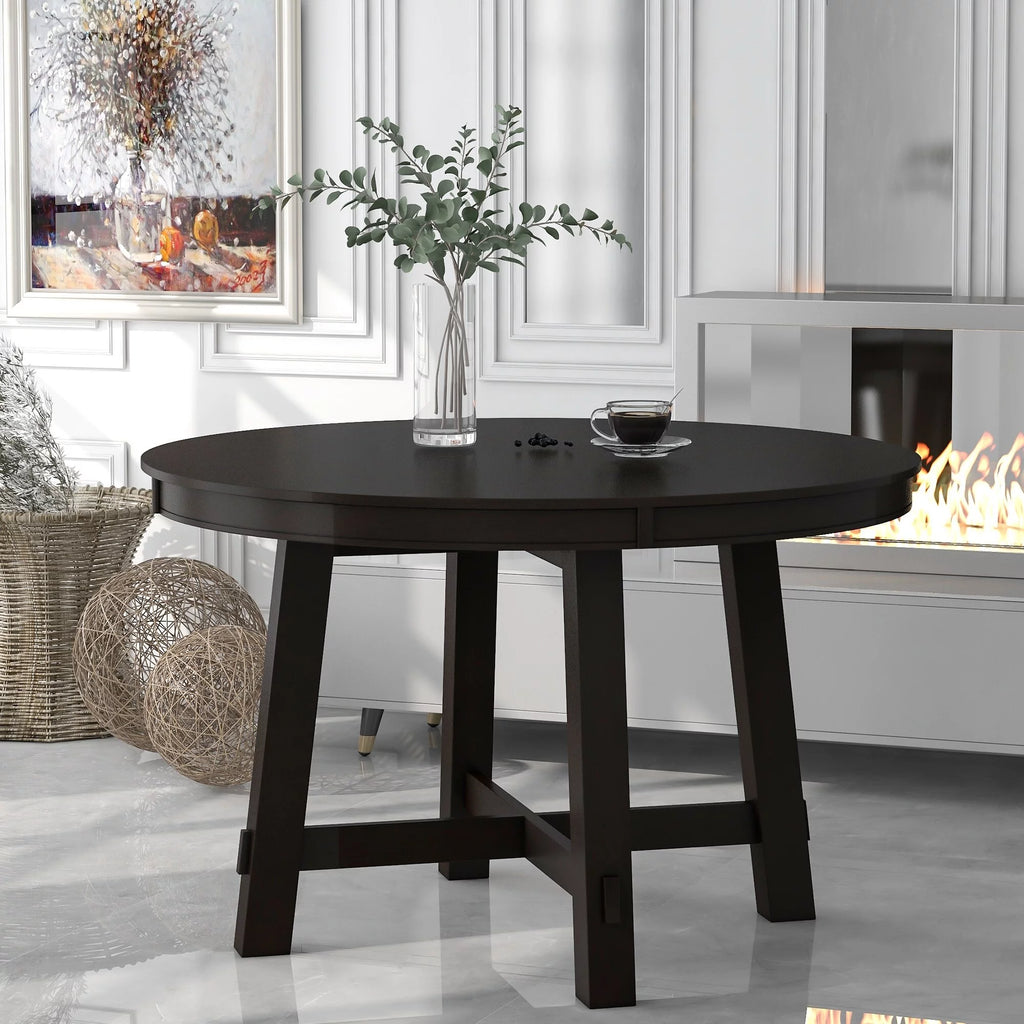 Round Wood Extendable Dining Table with 16" Leaf E4731