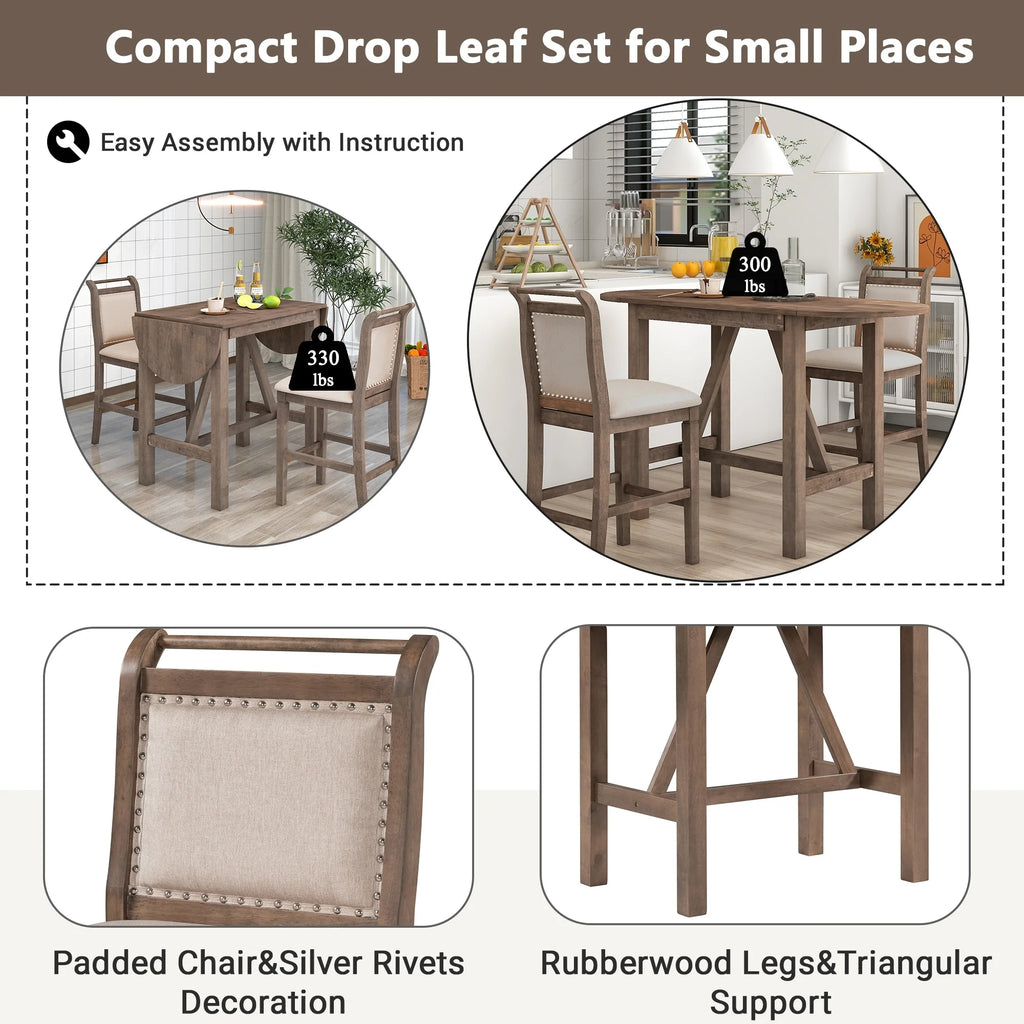 Wood Counter Height Dining Set with Drop Leaf N224864