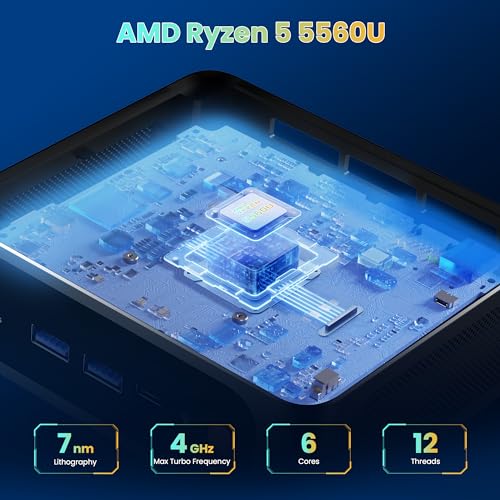 Mini PC AMD Ryzen 5 5560U 16GB DDR4 RAM 1TB M.2 SSD W92922