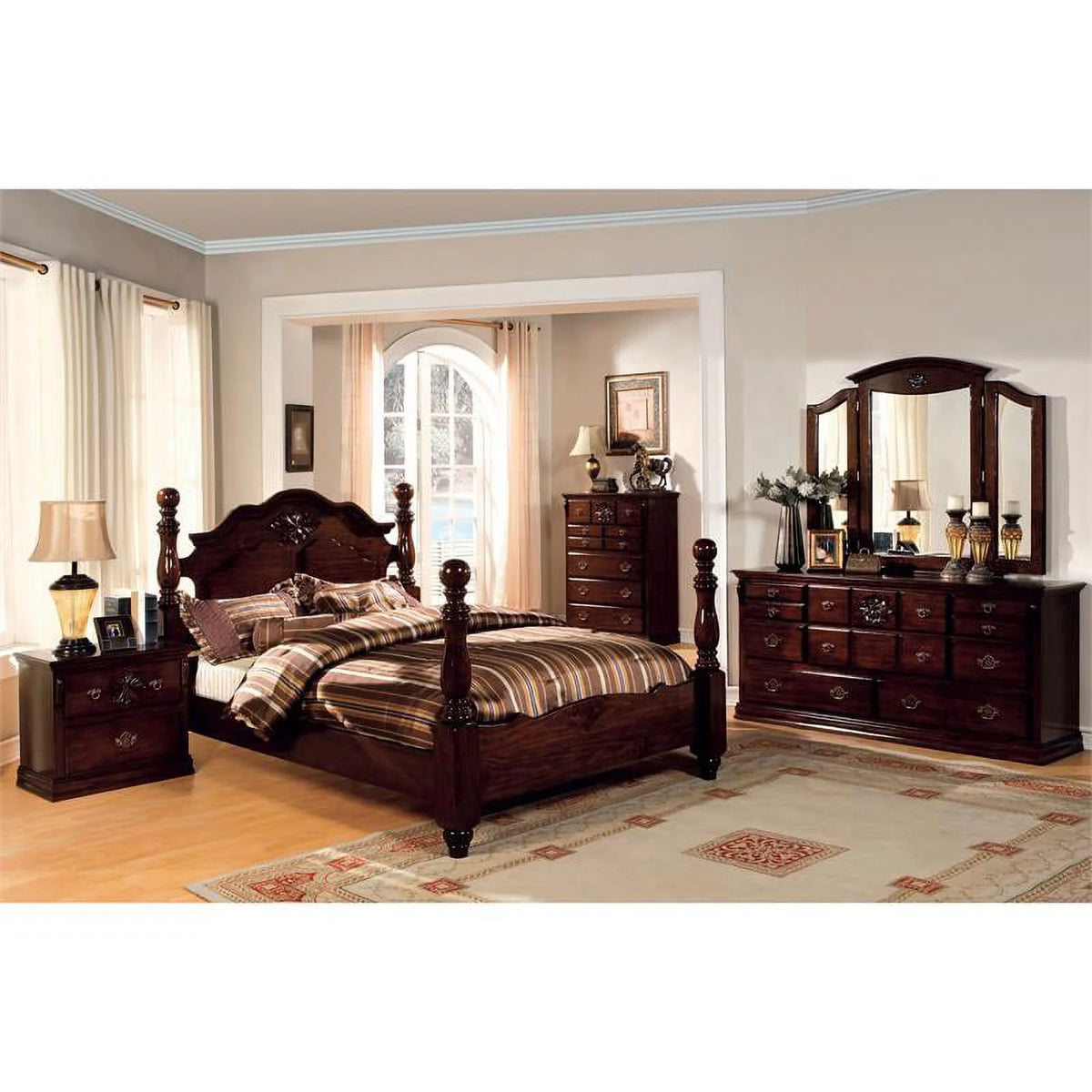 Solid Wood California King Bed in Brown E9997