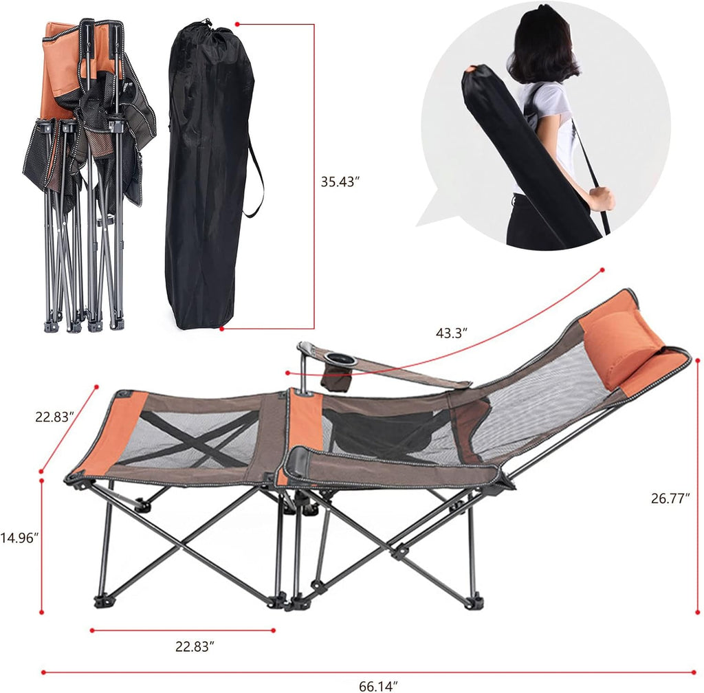 Folding Reclining Camping Chair with Footrest D759470