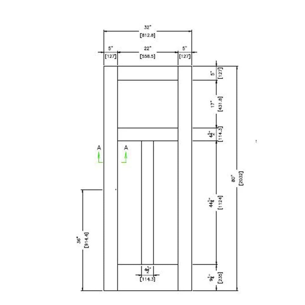 32 in. x 80 in. Rustic Knotty Alder 3-Panel Unfinished Wood Front Door Slab Z46056