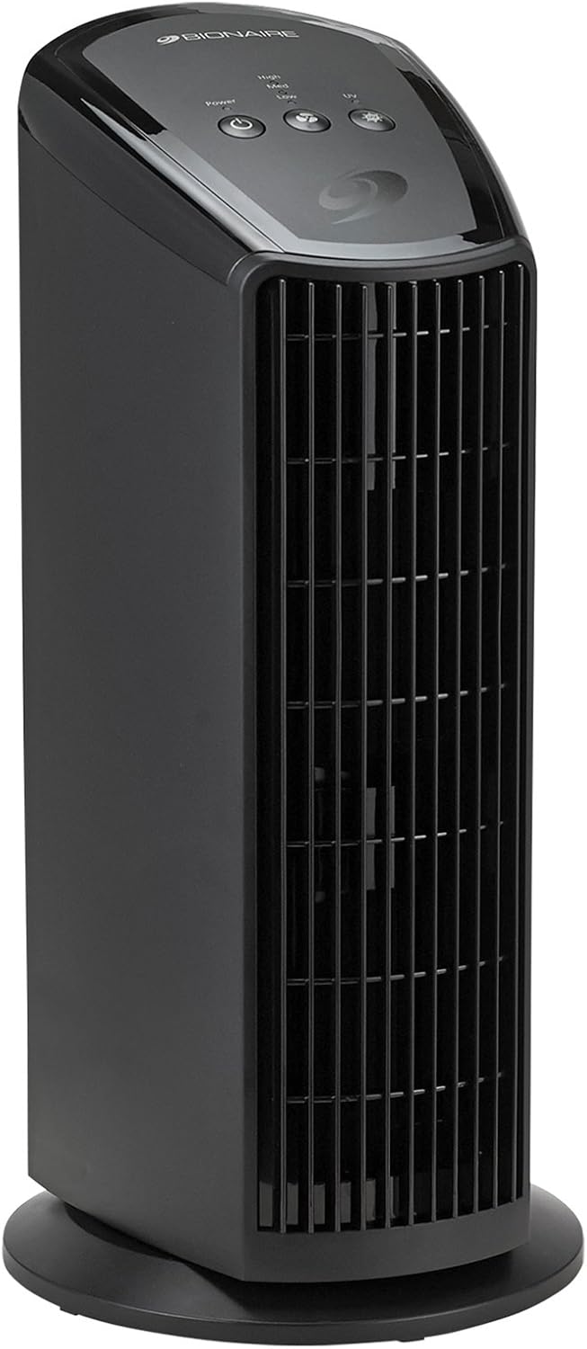 Black Mini Tower Air Purifier with Permanent Filter A4585