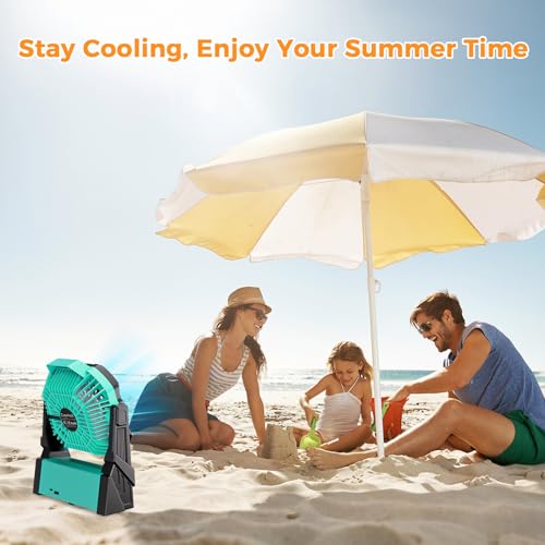 Portable Camping Fan, 20000mAh Rechargeable Battery Operated Fans with Lights, 4 Speed, Adjustable Brightness (Blue Black) S189