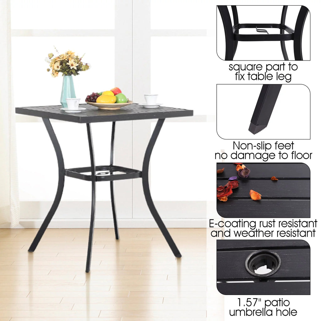 3 Pieces Patio Metal Bar Stools and Table Set W988725