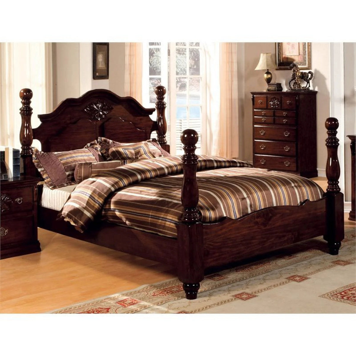 Solid Wood California King Bed in Brown E9997