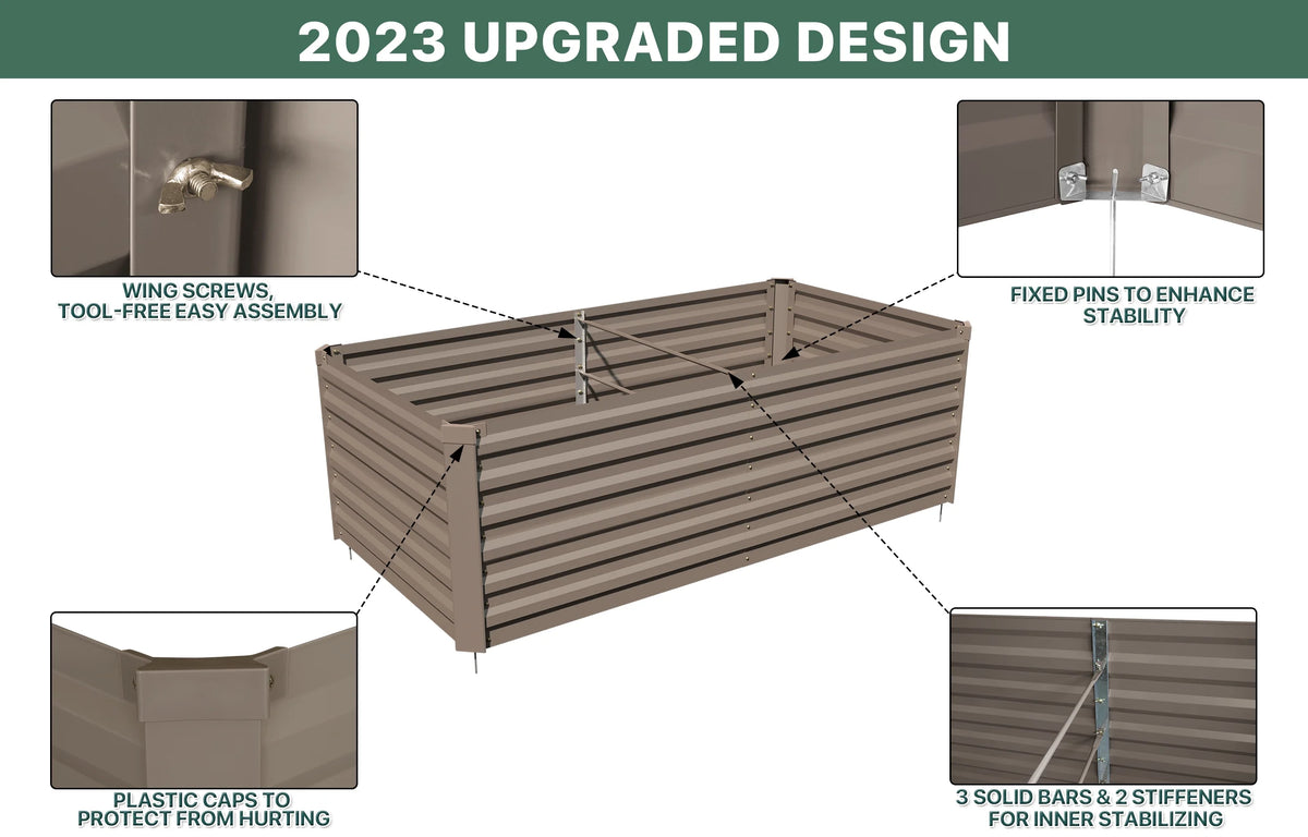 Galvanized Steel Raised Garden Bed 6x3x2 ft Brown K64345
