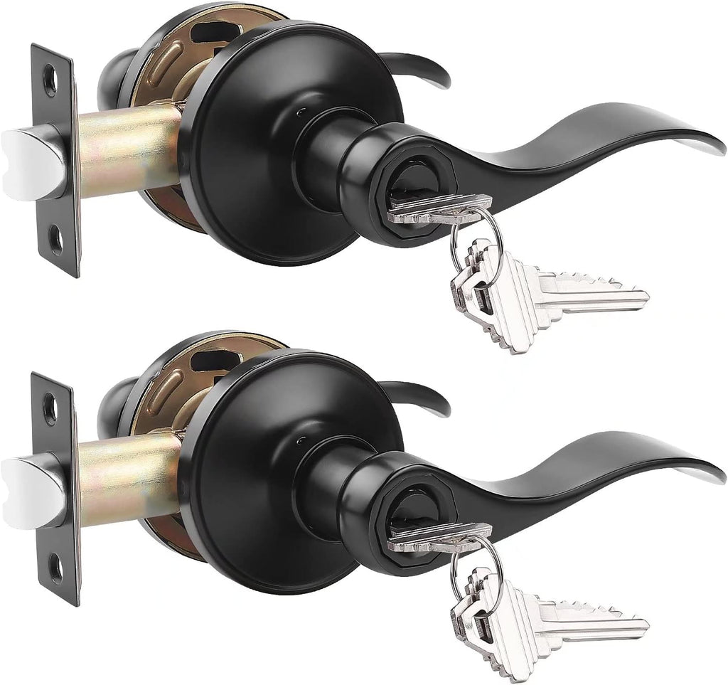 6 Pack Non-Locking Black Door Lever Set J81870