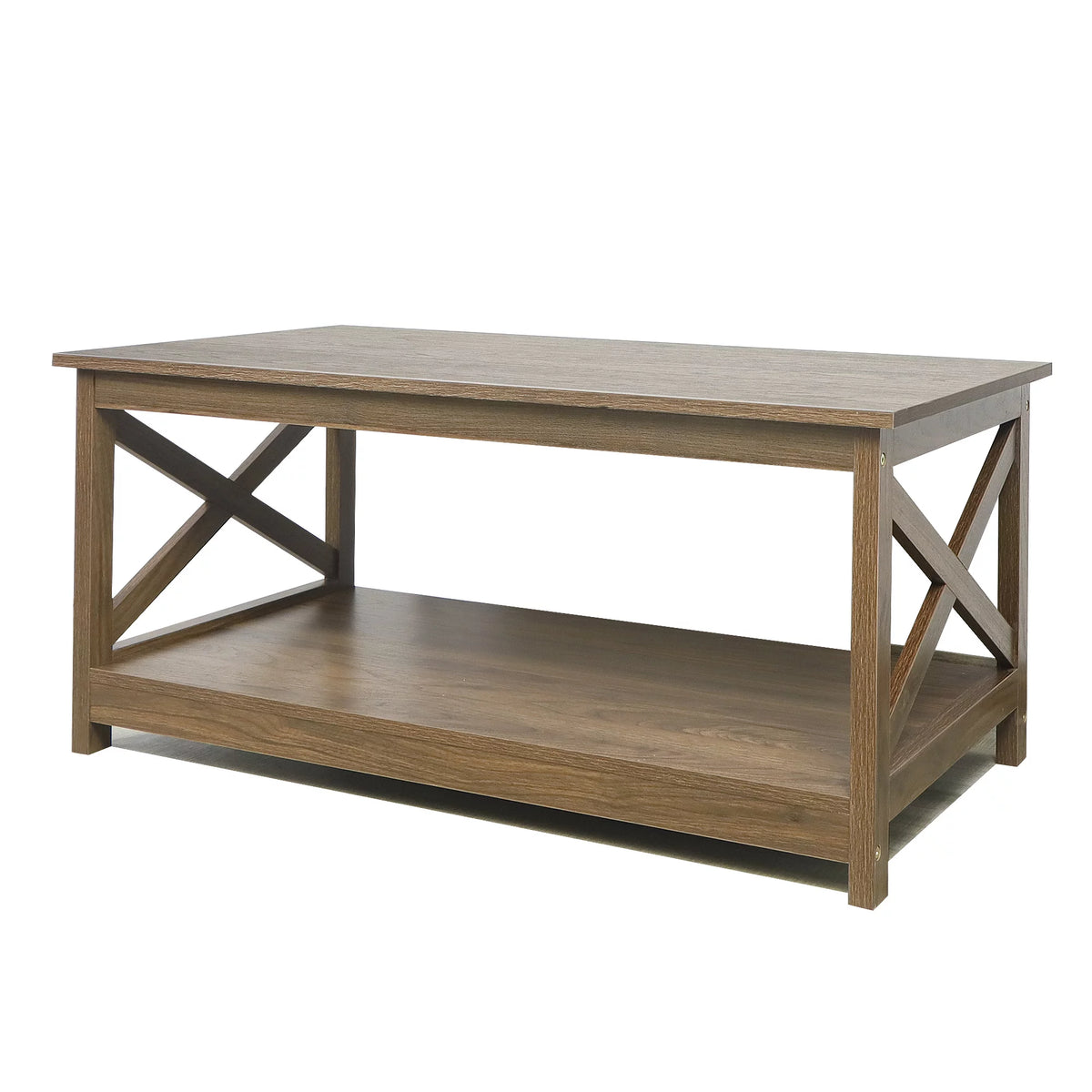 Dark Walnut 2-Tier Wood Coffee Table Q285112