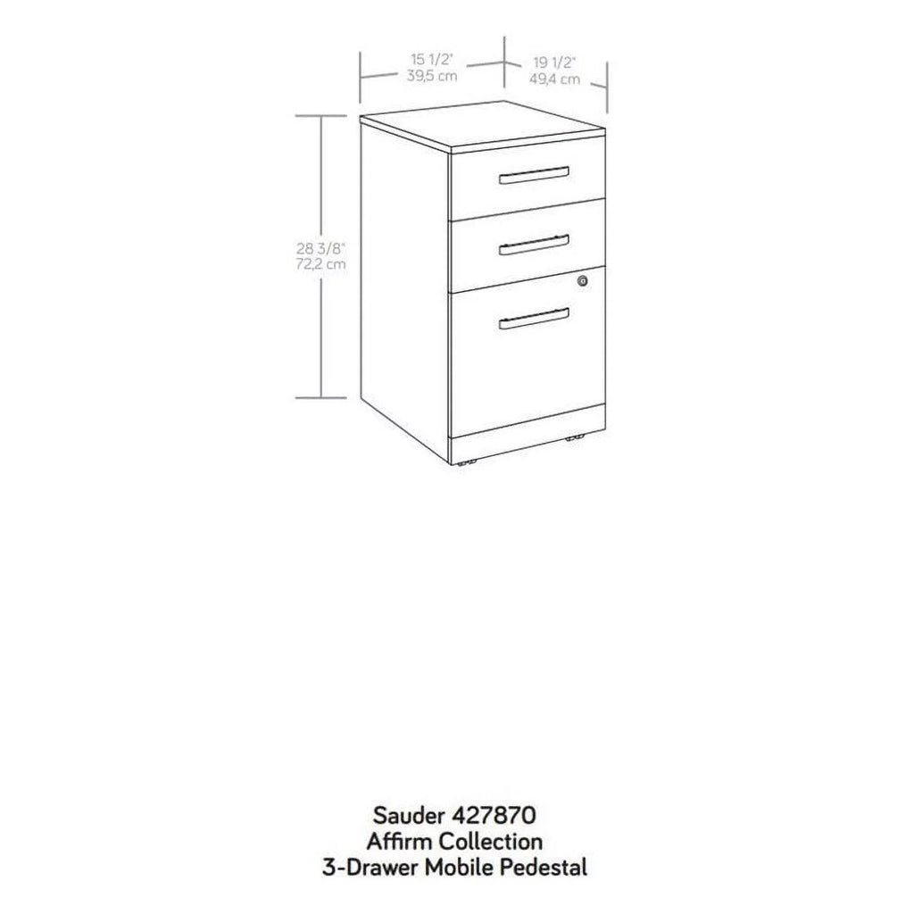 Engineered Wood 3-Drawer Mobile Filing Cabinet W106