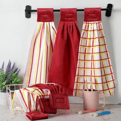 6 Pcs Check Striped Microfiber Towels B274