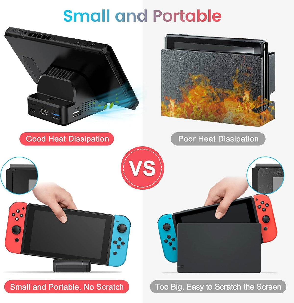 Portable Switch Dock with 4K HDMI Cable O7778
