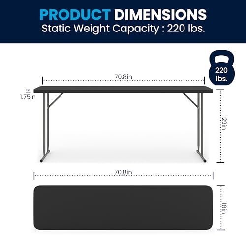 6' White Plastic Folding Training Table E32266