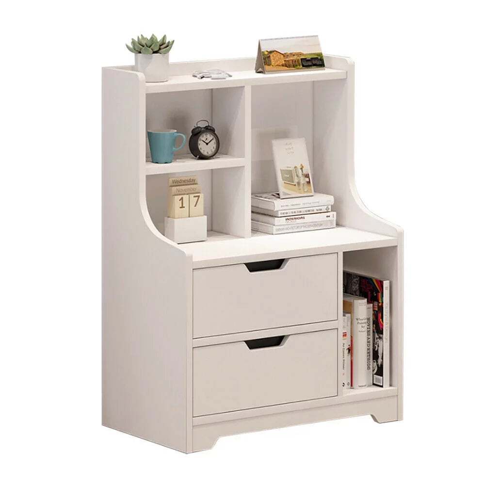 White 2 Drawer Bedside Table D282