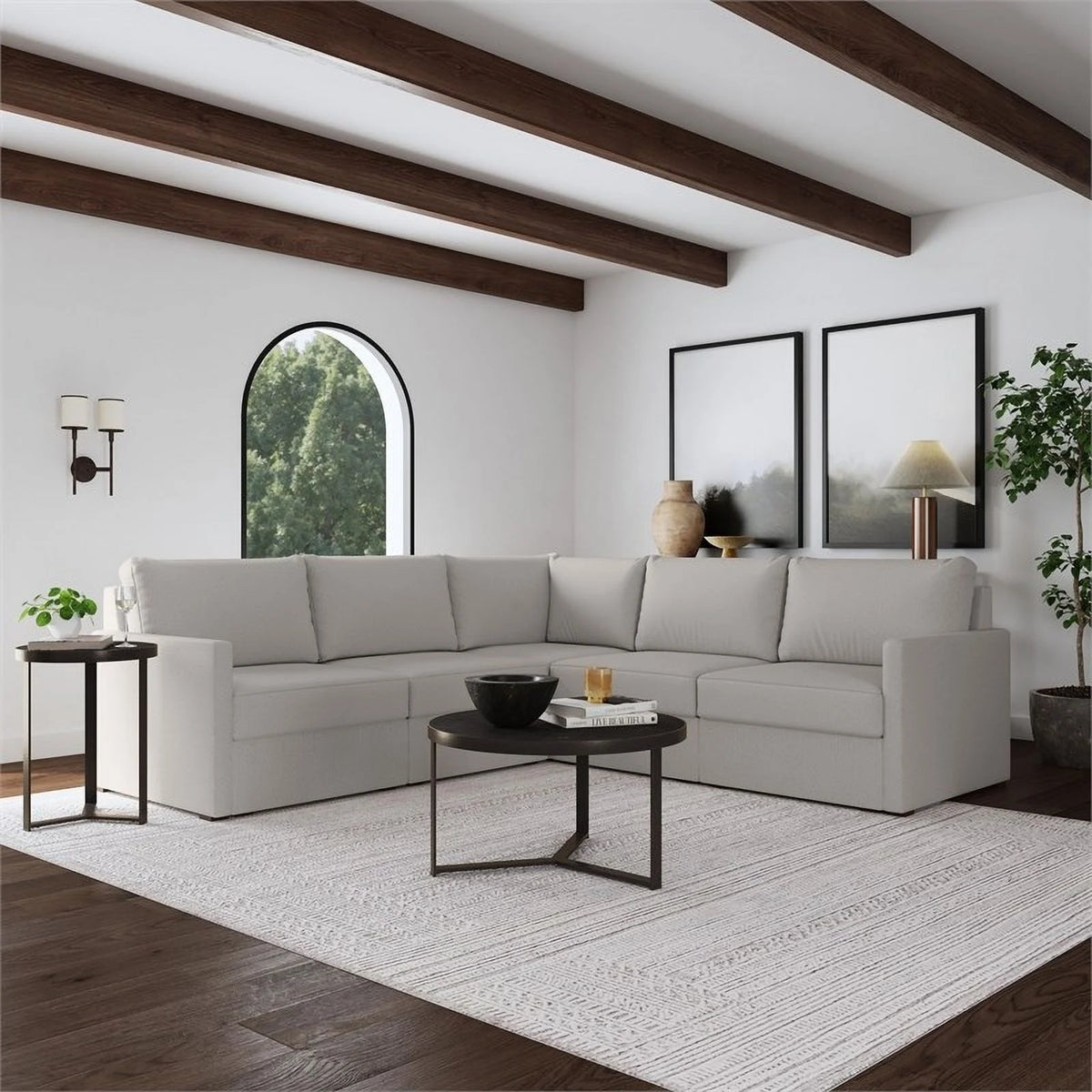 Beige 5 Seat Modular Sectional Sofa B77582