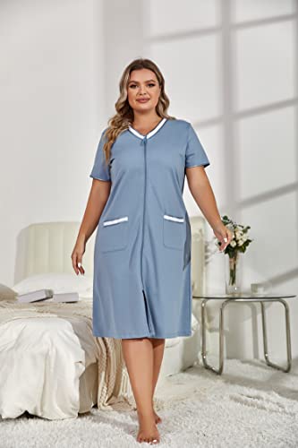 Plus Size Zip Robe Loungewear Bathrobe T69649