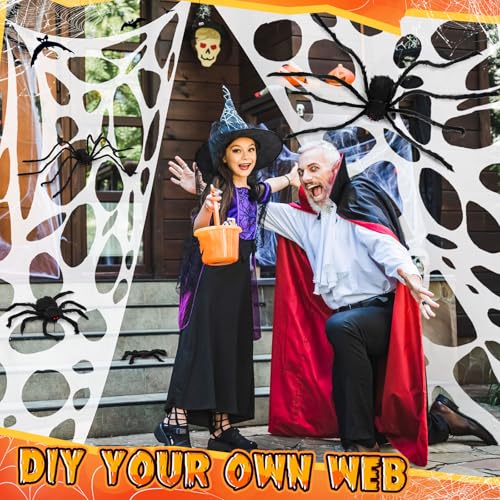 8 Pcs Giant Spider with Stretchy Netting Spiderweb Set G361