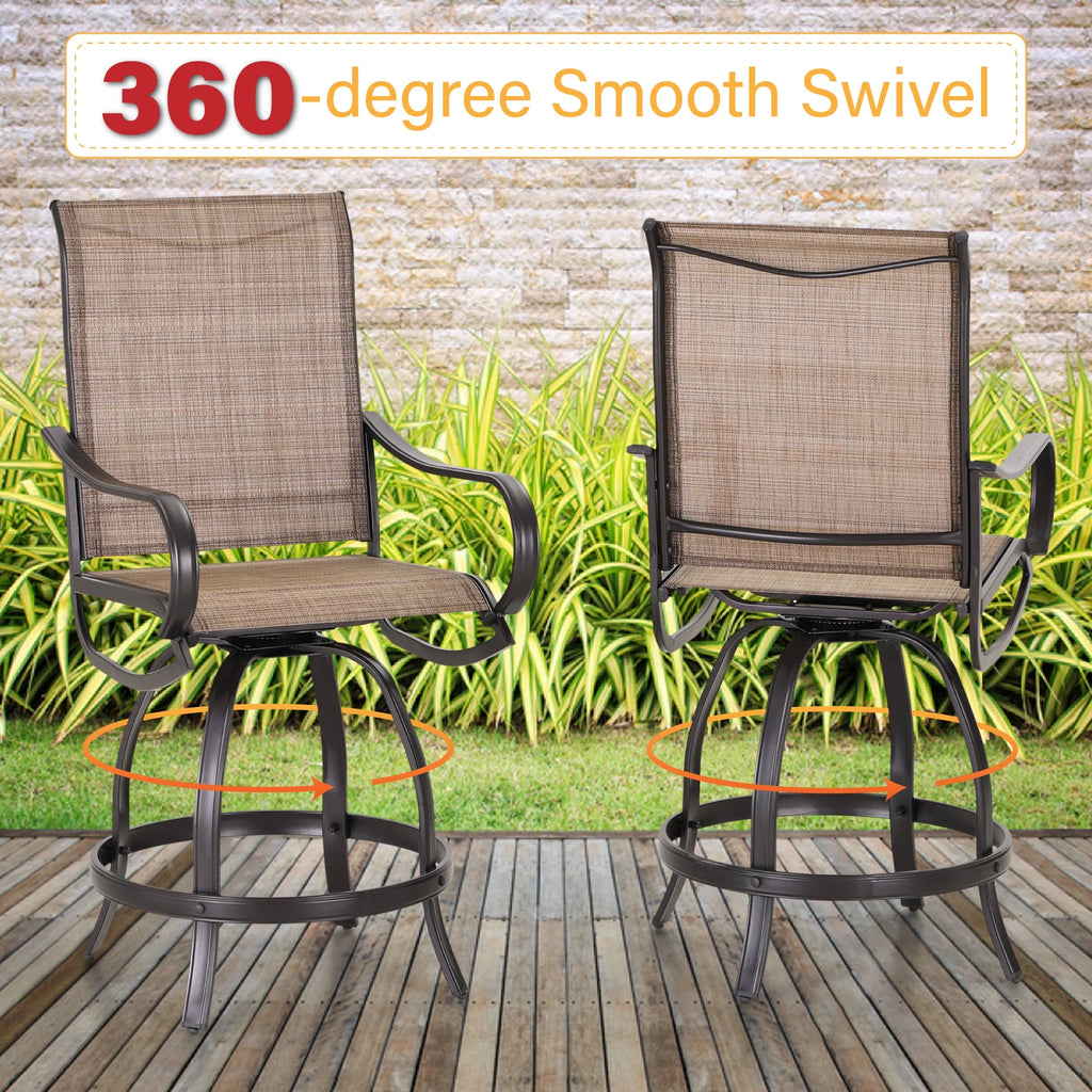 3 Pieces Patio Metal Bar Stools and Table Set W988725