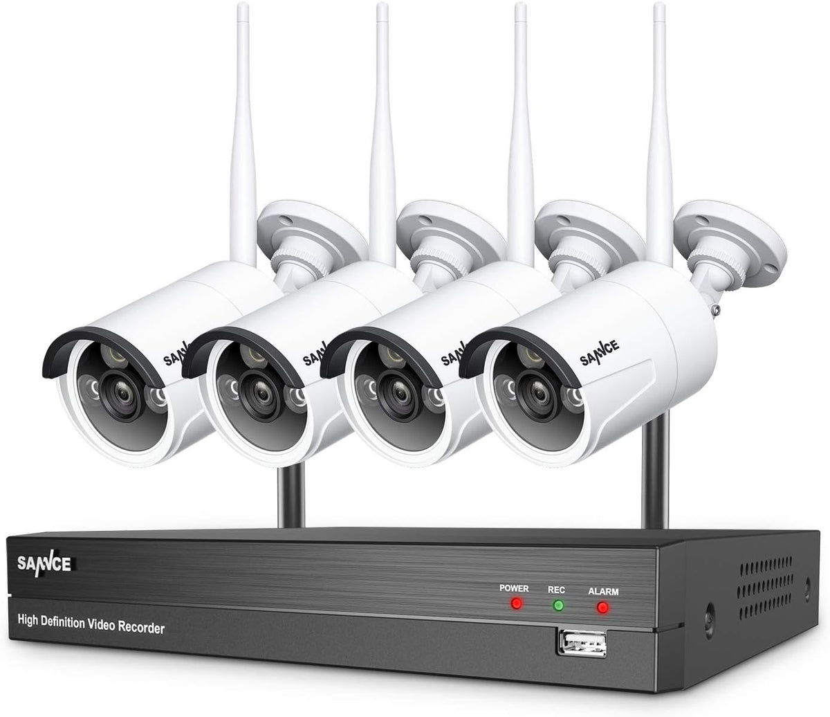 1080p 8 Channel Wireless Security Camera System with 4 Pcs Outdoor IP Cameras T874