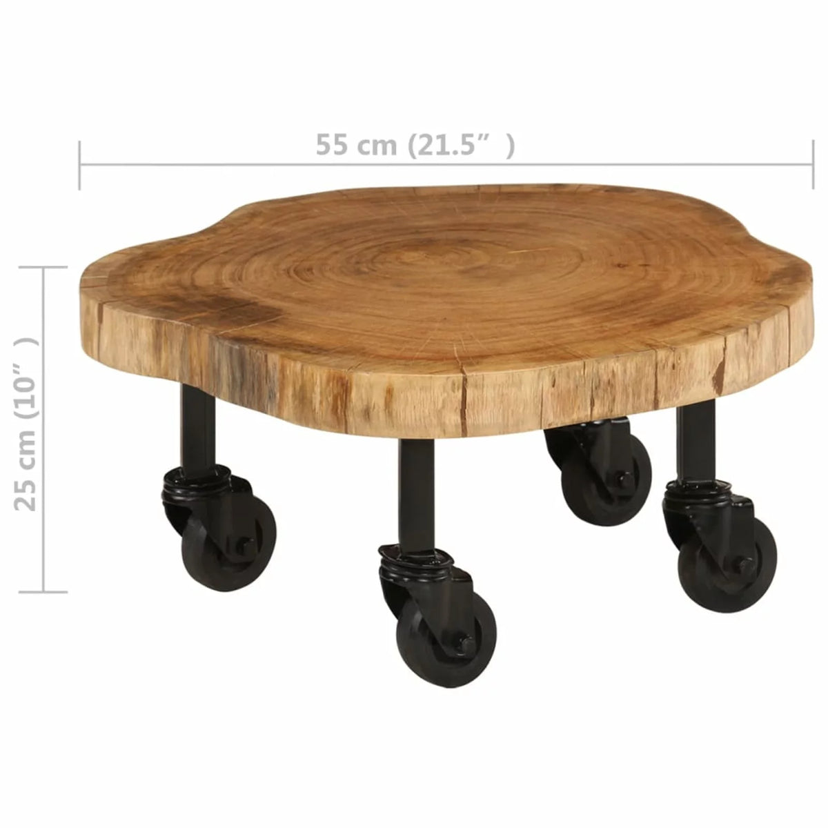 Wooden Coffee Table with Wheels Acacia Wood 23.6 x 21.7 x 9.8 Inches V810541