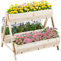 3 Tiers Elevated Wooden Raised Garden Bed with Legs Y82489