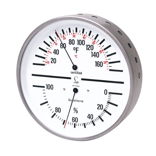 Humidity and Temperature Dial Indicator with White Face and Stainless Steel Case S2898