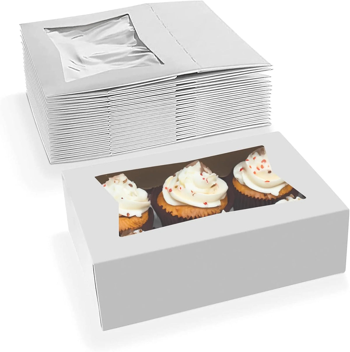 White Cupcake Box with Window Pack of 25 P771500