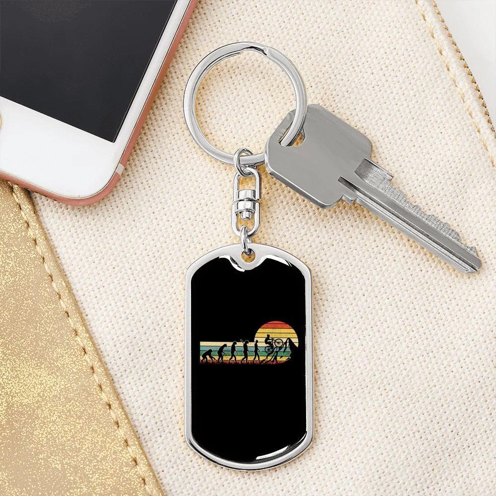 Stainless Steel or 18k Gold Swivel Dog Tag Keychain N727073