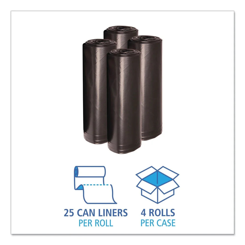 60 gal. 1.2 mil Recycled Low-Density Polyethylene Can Liners - Black (100/Carton) E577043