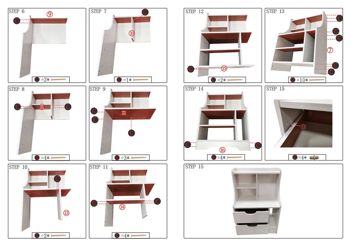 White 2 Drawer Bedside Table D282