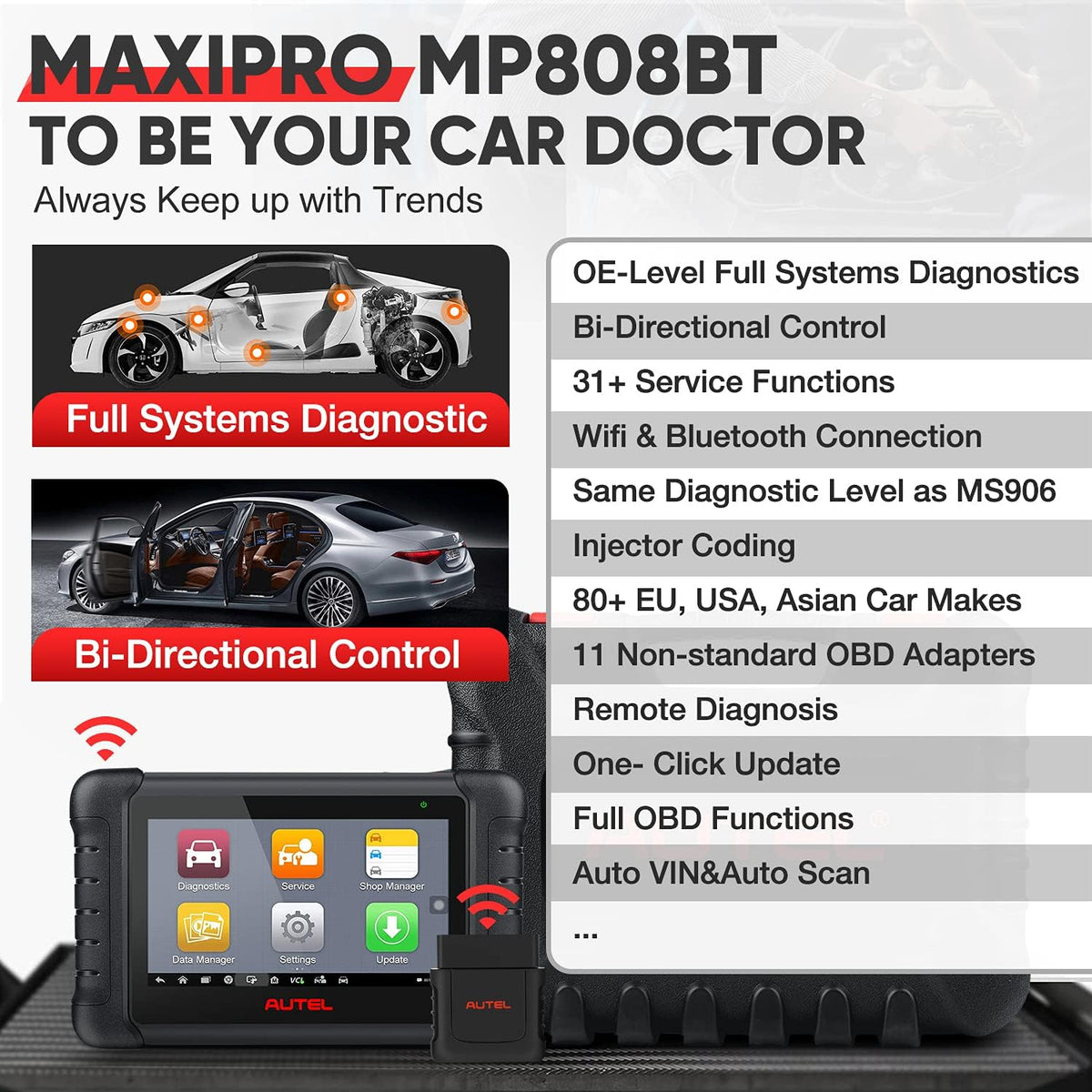 Autel MaxiPRO MP808BT Pro Automotive Scan Tool T3177
