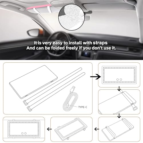 Black Rechargeable LED Car Sun Visor Vanity Mirror C964