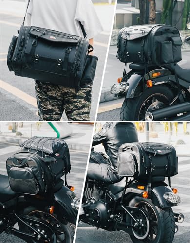 60L Expandable Waterproof Motorcycle Tail Bag with Rain Cover B229750