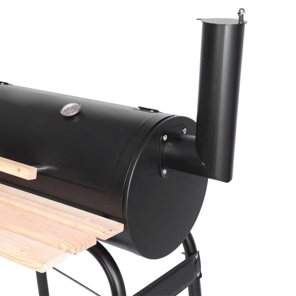 Charcoal Grill Portable BBQ Grill and Offset Smoker Steel BBQ Pit Black A4788