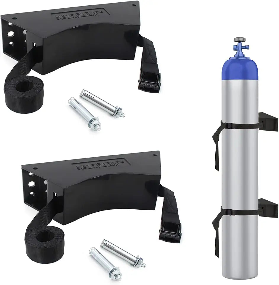 2 Pack Wall Mounted Gas Cylinder Rack Black W745