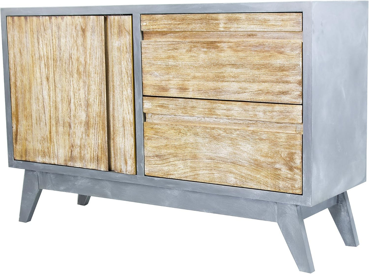 Gray Distressed Wood 2 Drawer Sideboard Cabinet W473