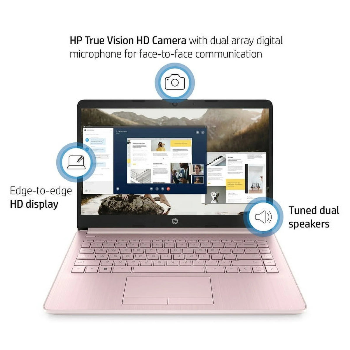 14" Ultral Light Laptop Intel Celeron Quad-Core N4120 16GB RAM 64GB eMMC Pink X53374
