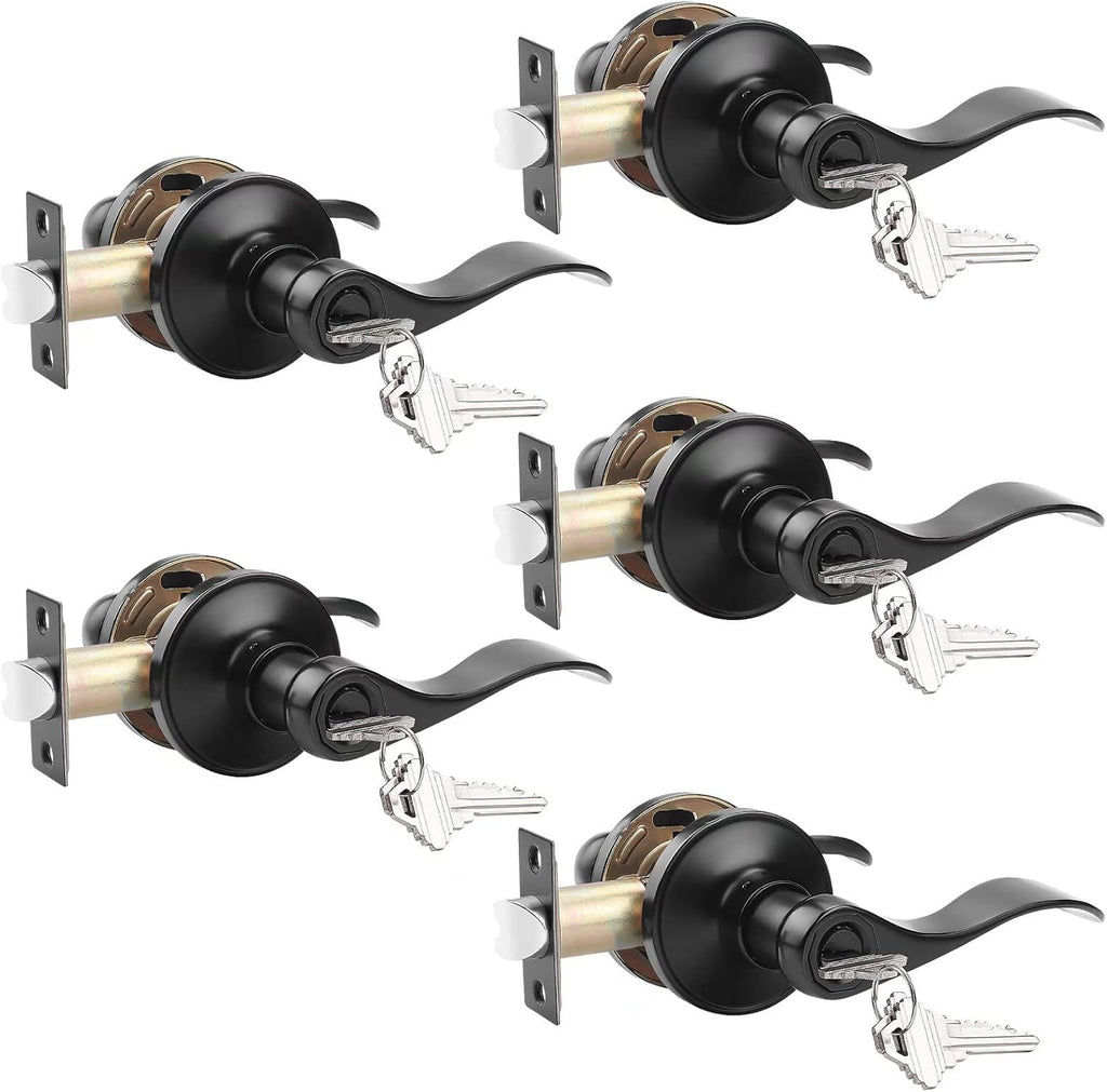 6 Pack Non-Locking Black Door Lever Set J81870