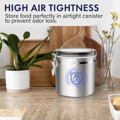 165oz Stainless Steel Airtight Canister with Clear Lid and Locking Clamp J41537
