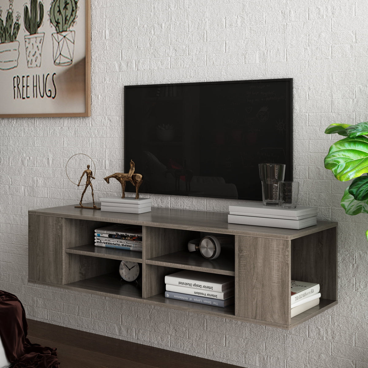 Wall Mounted Floating TV Stand with Adjustable Shelf L892