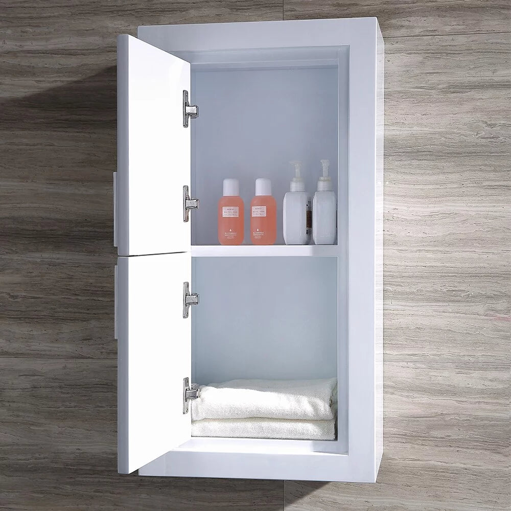 White Bathroom Linen Side Cabinet with 2 Doors Q614054