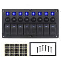 Blue 8 Gang Waterproof Toggle Rocker Switch Panel 12V/24V LED Circuit Breaker Pack of 2 S22436