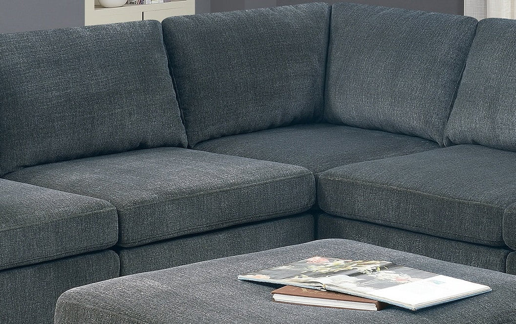 Grey Chenille Modular Sectional 6pc Set A7849