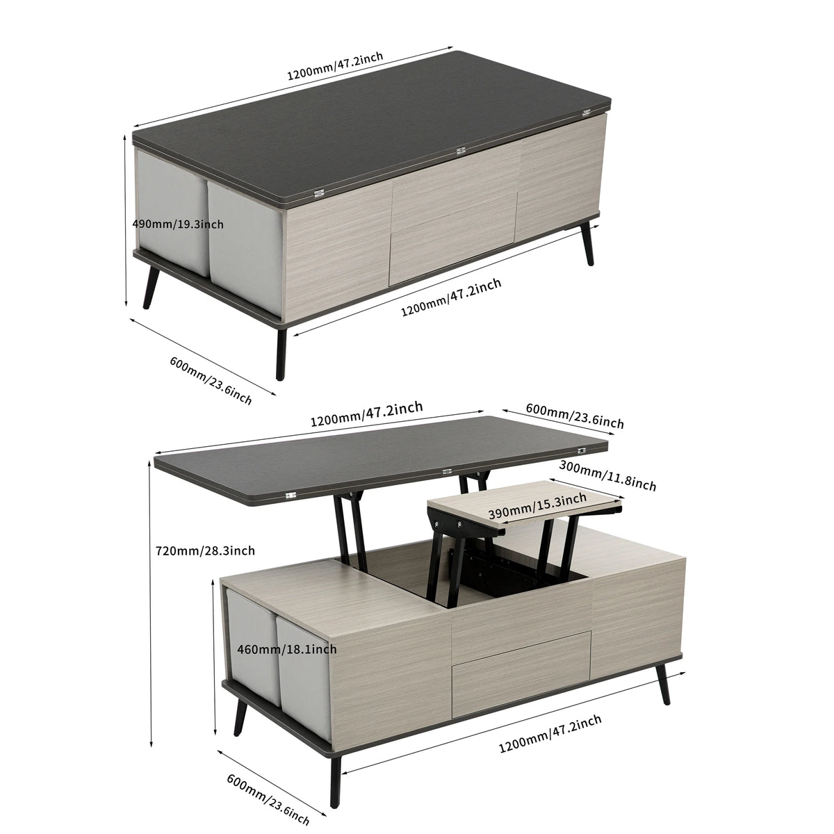 5 Pieces Lift Top Coffee Table Set with Storage F524913