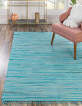 Light Blue Ivory 9' x 12' Cotton Rug G4780
