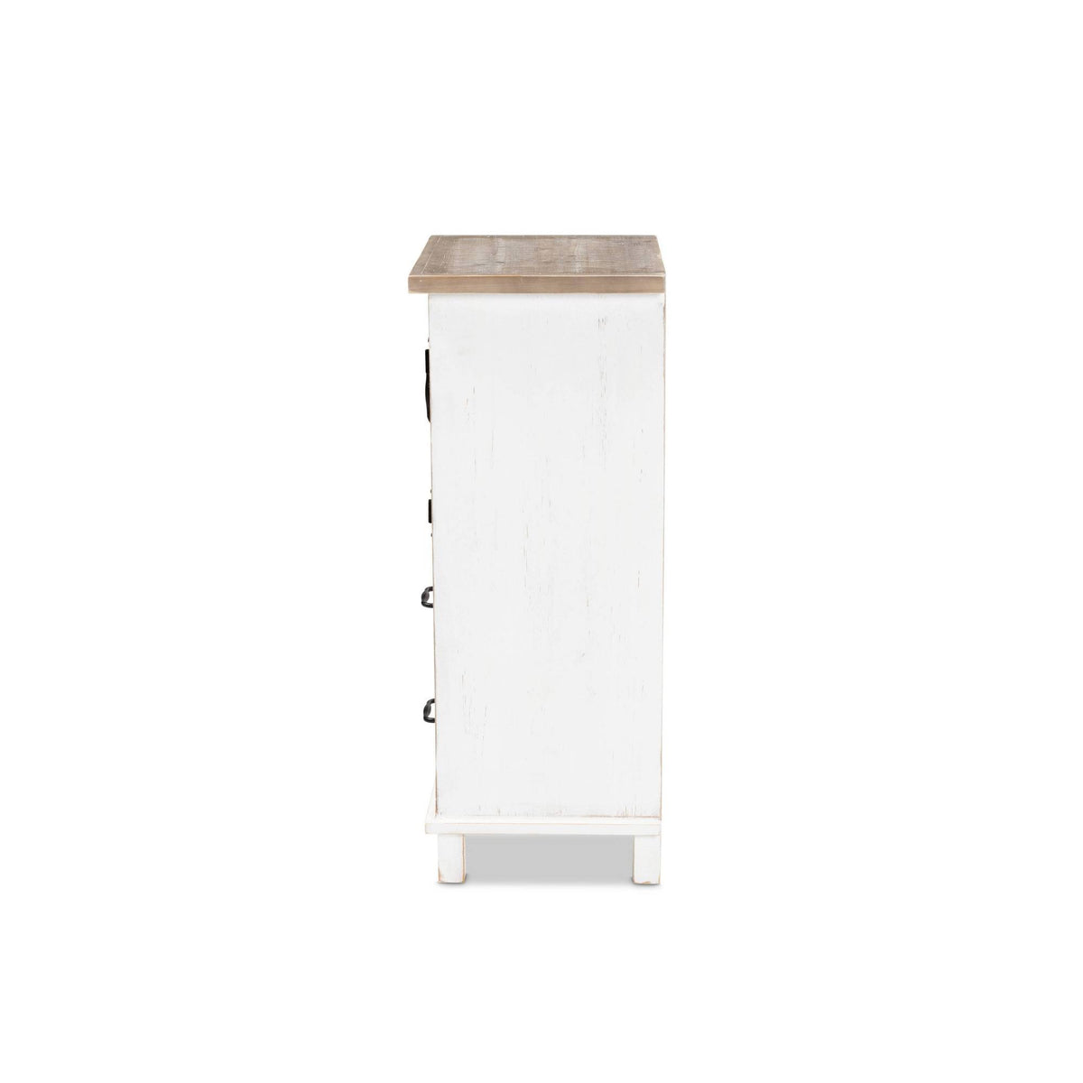 Two-Tone Distressed White and Oak Brown Wood 2-Drawer Storage Cabinet C225