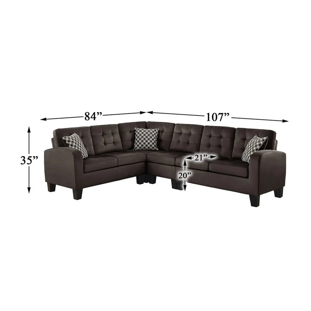 Upholstered Reversible Sectional Sofa in Chocolate J8294