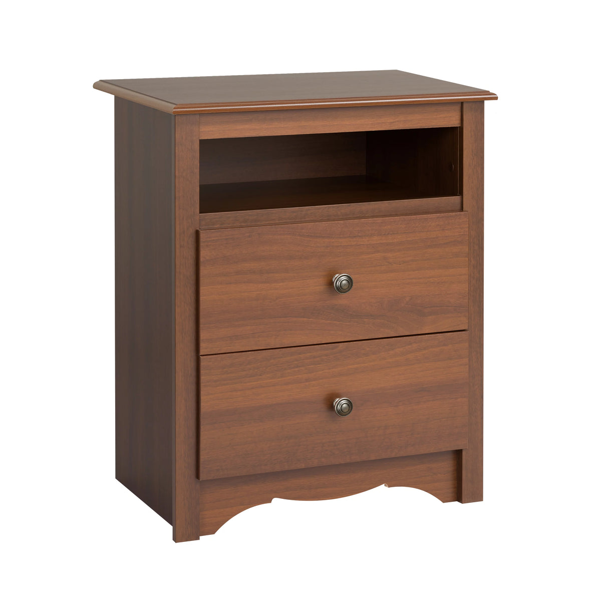 Cherry 2 Drawer Nightstand with Open Shelf A29549